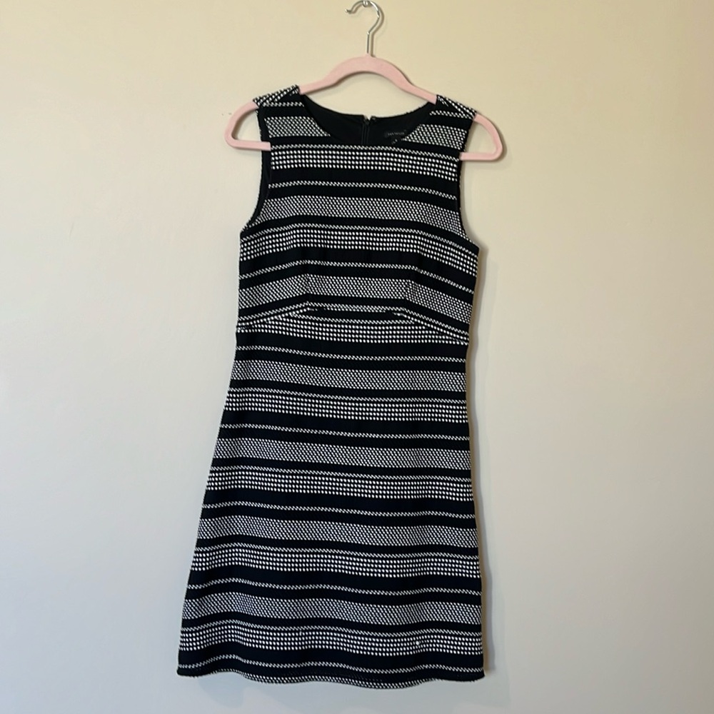 Ann Taylor Black and White Fit and Flare Dress